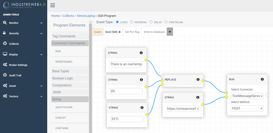 Industreweb Program Editor example - Action