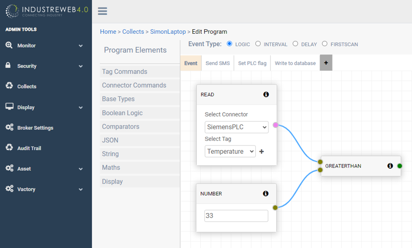 Industreweb Program Editor example - Event